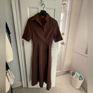 STAUD Chocolate Long Sleeve Dress